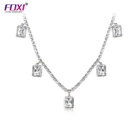 

Bling Jewelry Women 18K Gold Plated Silver Chain Diamond CZ Baguette Charm Pendant Chocker Tennis Necklaces
