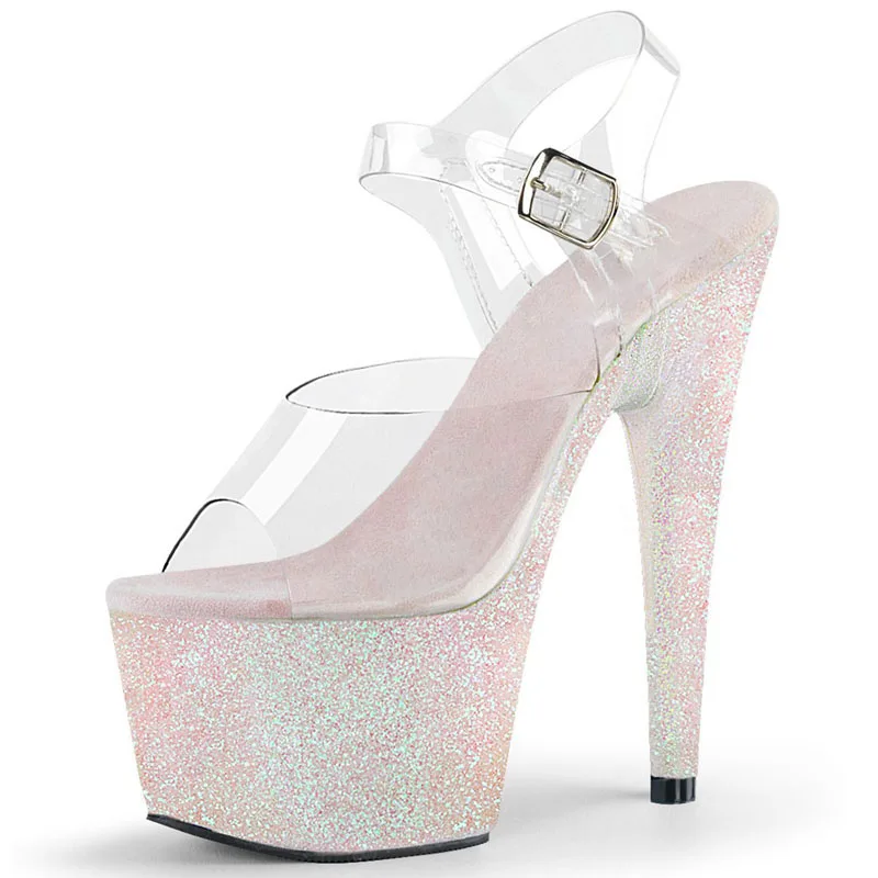 Red Steel Pole Dance High Heels 17cm Anti slip Wear-resistant Platform Leaky Toe Banquet Party Strip Dance Sandals