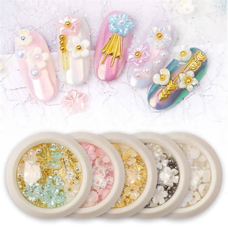 

B15072A Colorful Nail Art Decorations Shell Flower Decoration DIY Nails Rhinestones Accessories, Customers' requirements