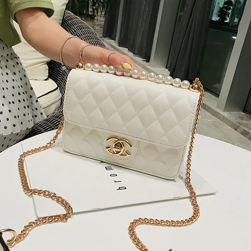 

2020 New fashion solid color ladies leather hand bagswomen hand bags beads, 2colors