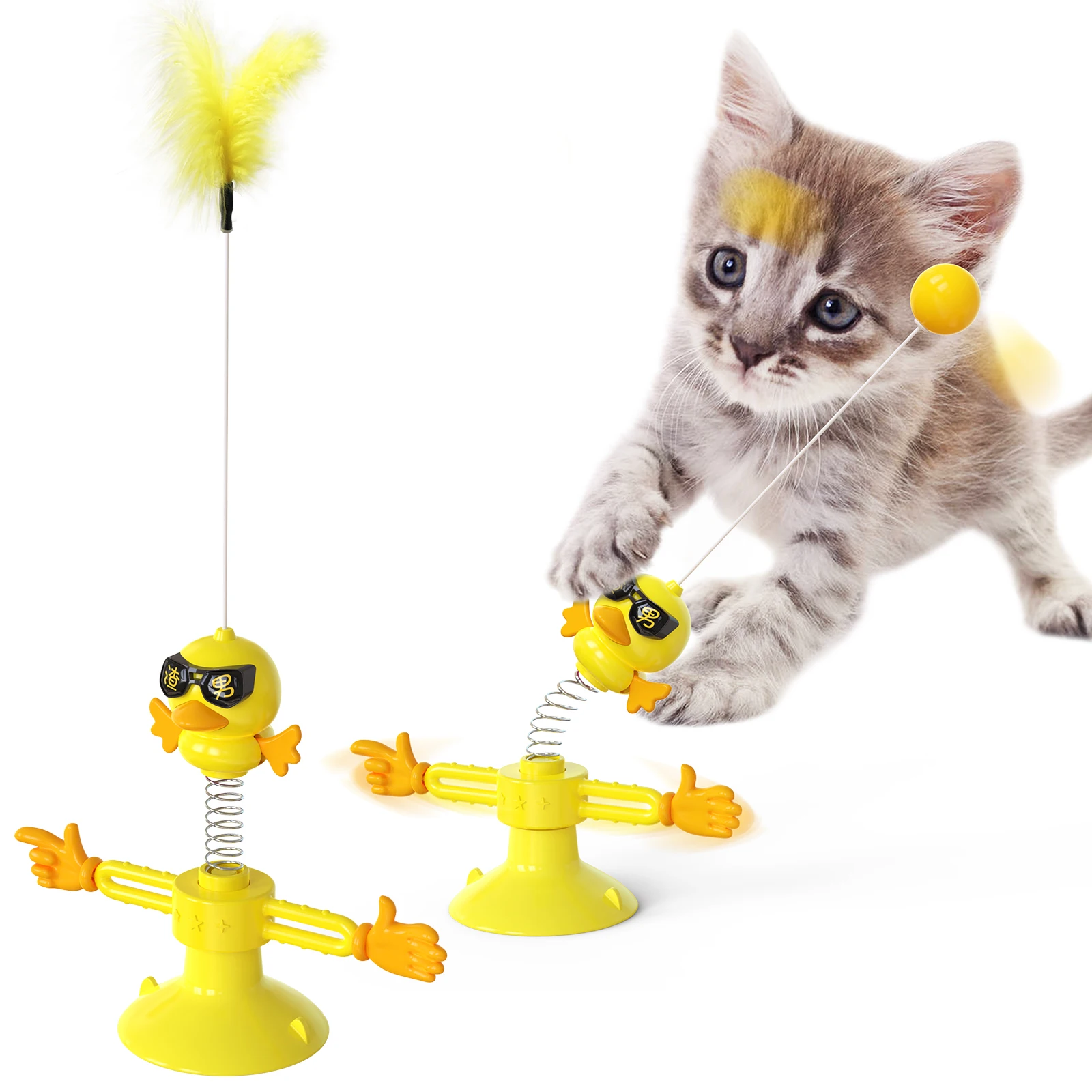 

Hotsales funny Cat toys educational pet toys Feathe Spring cat toy cue feather, White/pink/pink-white/yellow/yellow-white