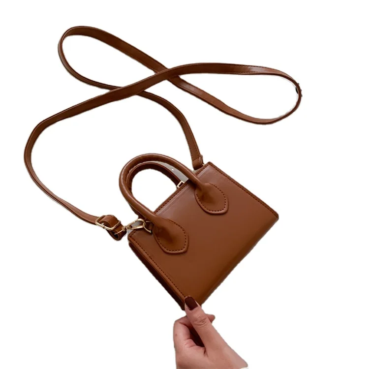 

New design minimalist elegant chic pu faux leather women casual square cross body shoulder purses handbags ladies fashion 2021