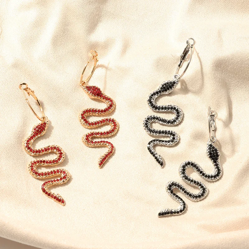 

Fashion Snake Diamond Earrings Jewelry Temperament Diamond Stud Earrings Snake Hoop Earrings For Women