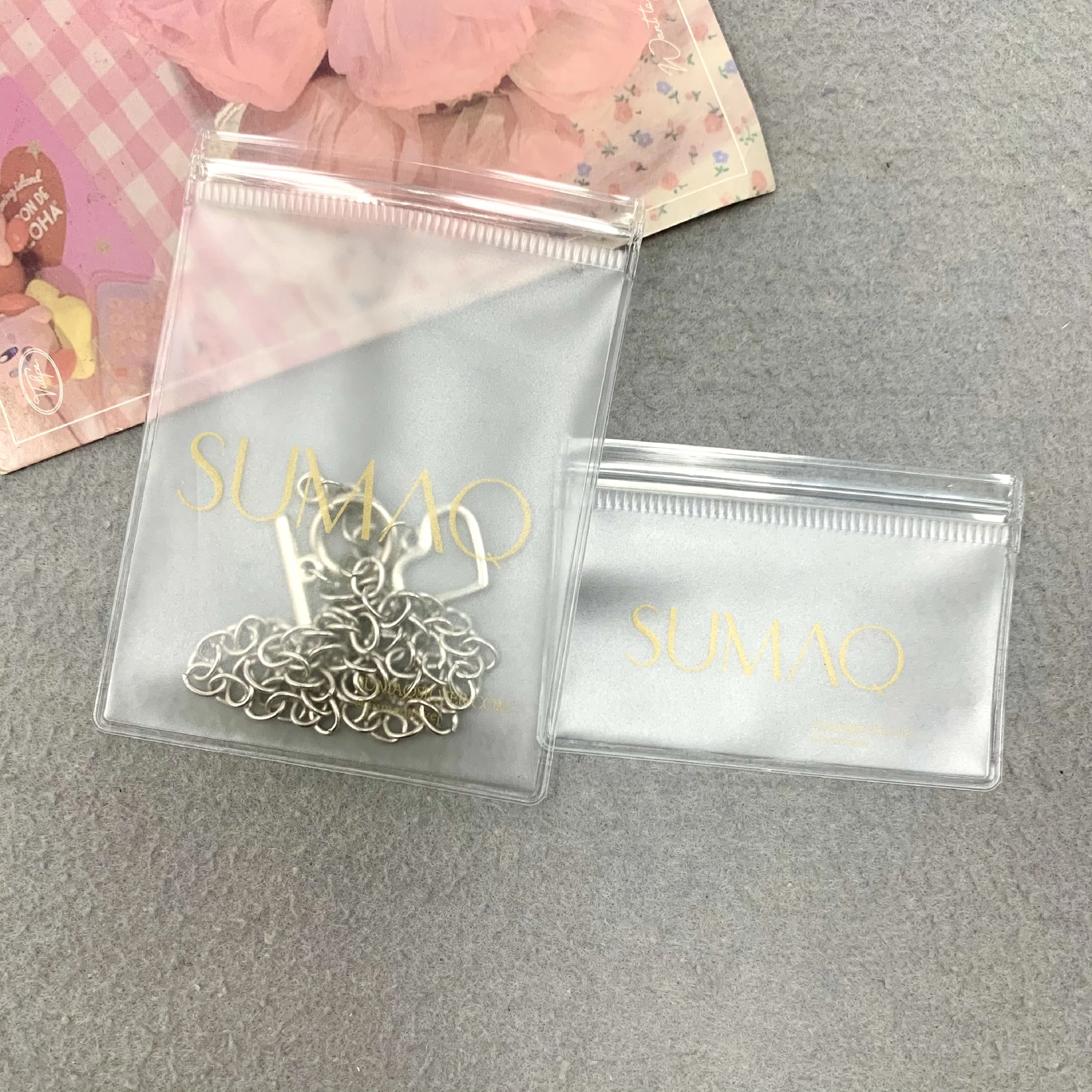 

Hot Sale Custom Small Pvc Packaging Zipper Pouch Bag For EarringNecklace Self Sealing Bag Poly Matte Plastic Jewelry Bag