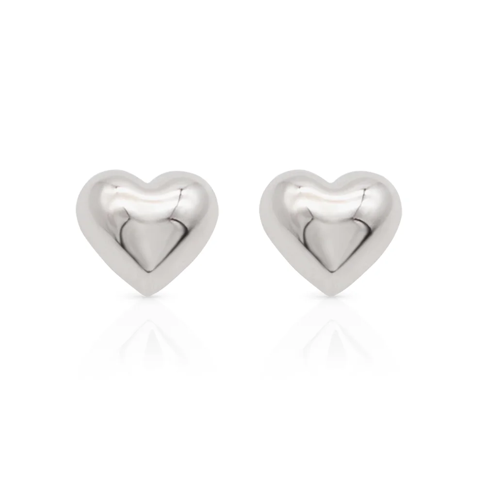 

Chris April 925 sterling silver classic vintage 3D heart stud earring