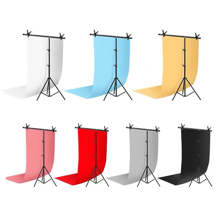 

Photography Photo Studio T-shape Backdrop Background Support Stand System Metal Background Frame Bracket With Clamps, Black