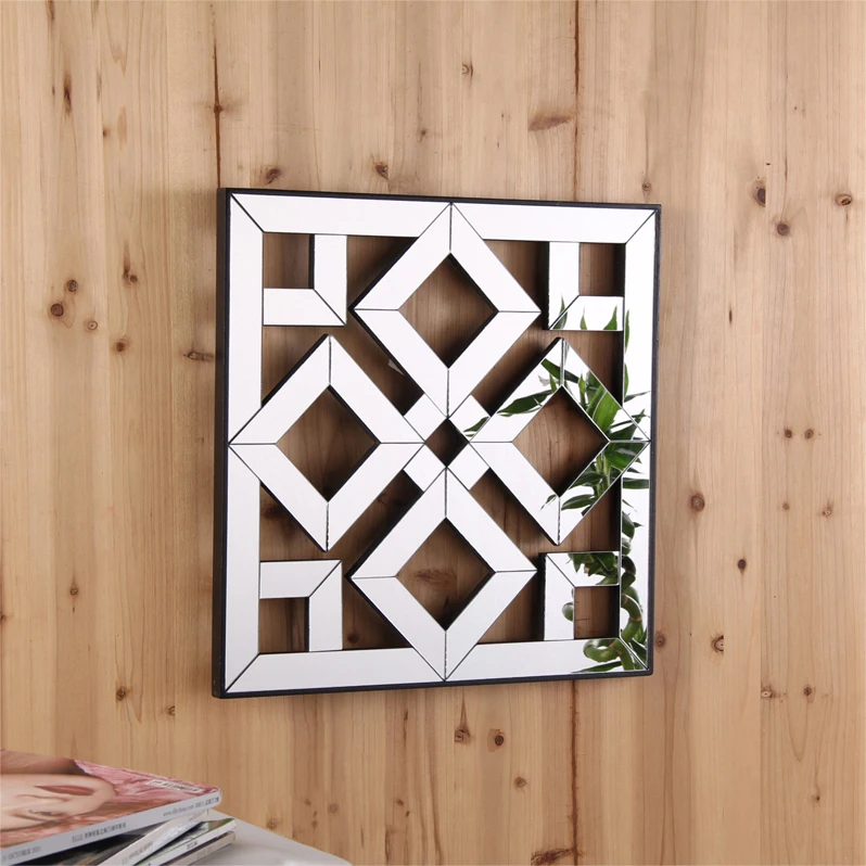 40 Nordic Light Luxury Home Wall Decoration Art Mirrored Wood Framed Creative Sofa Background Wall Decor Mirror for Living Room