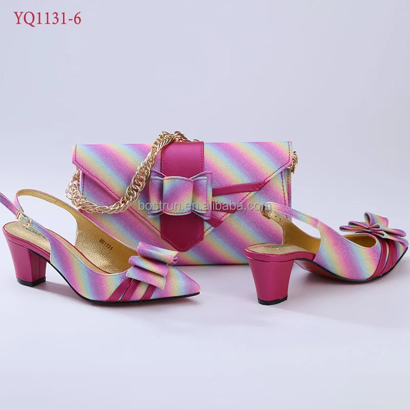 

YQ1131 wholesale fashion sexy luxury women's shoes 6.5CM heel plus size sandals and bag set