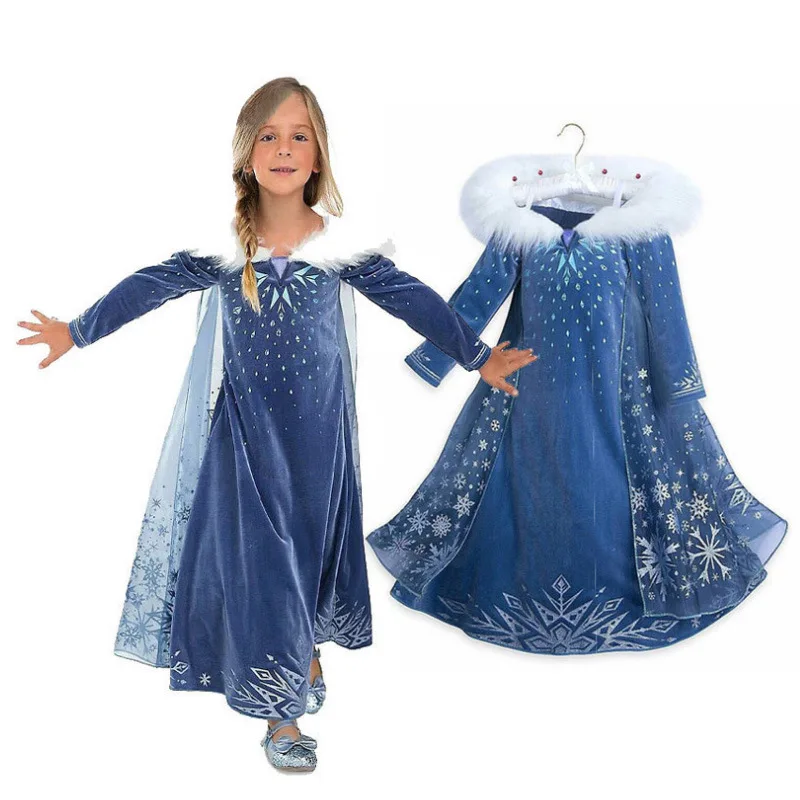 

Princess Elsa Dress Fall New Girl Elsa Long Sleeve Dress Children Halloween Costume, Single skirt without accessories