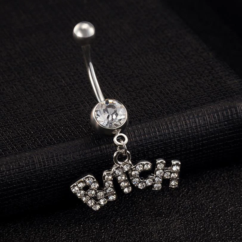 

Hot sale surgical stainless steel with crystal navel septum piercing ring belly button ring belly rings