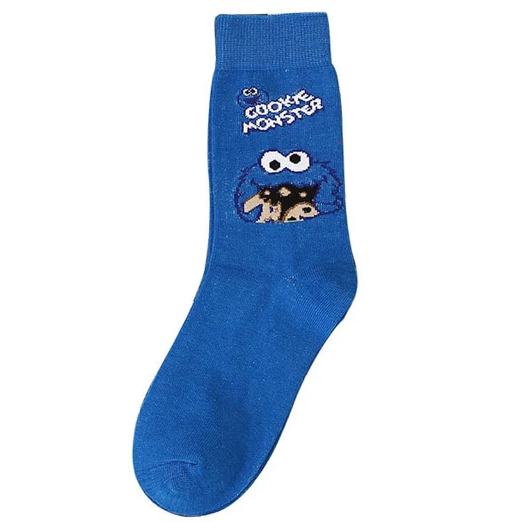 

Women's sesame street-themed cute cookie print socks, Pantone color