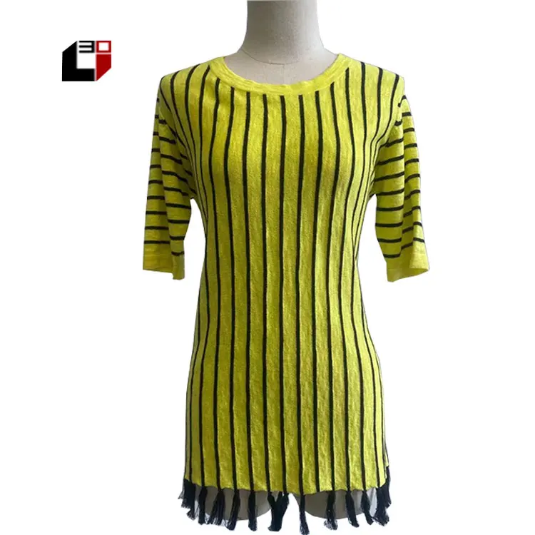 

2021 new design computer knitted cotton sweater linen sweater woman pullover sweater, Customized color