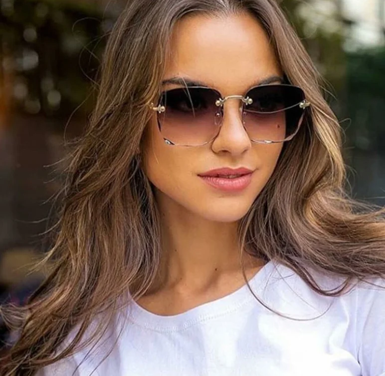 

Square Frameless Gradient Sun Glasses Fashion Trendy Women Sunglasses 2020, 7 colors