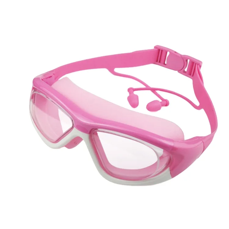 

children's large frame swimming goggles silicone strap PC lens HD waterproof and anti-fog swimming goggles, Rose/pink/yellow/blue/green