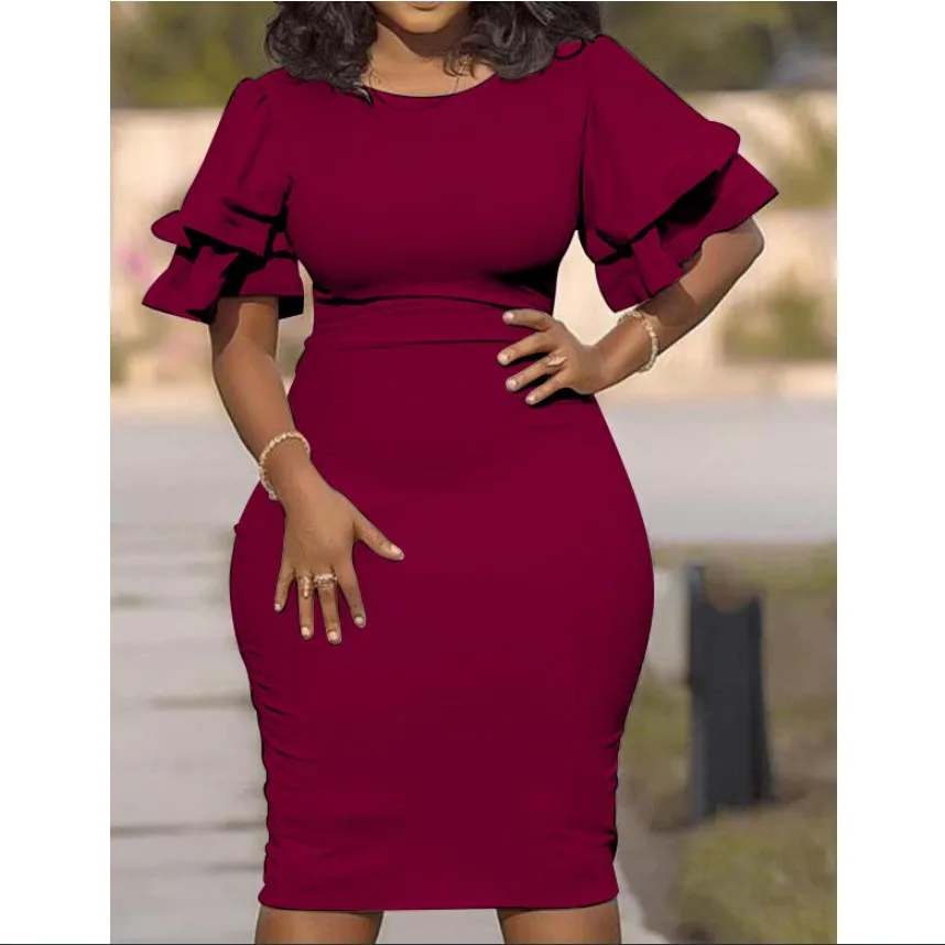 

Hot sale slim fit patchwork plus size pencil skirt dress