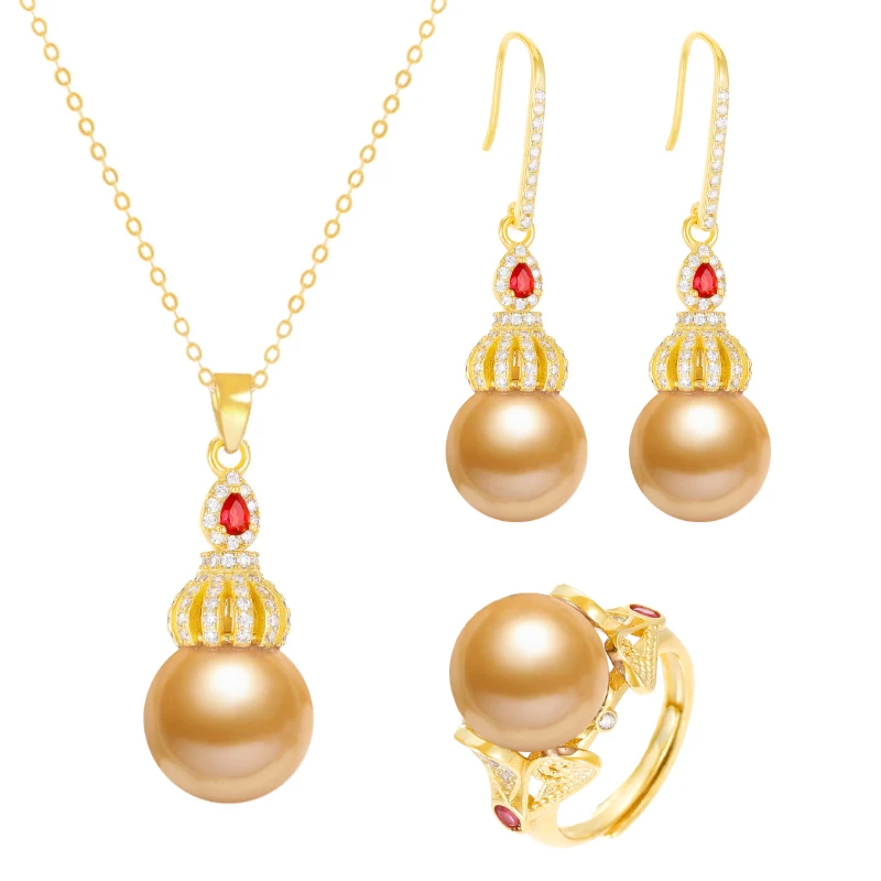 

Milliedition 18k gold plated earrings Stainless Steel Necklace mother of Pearls Bridal luxury Jewelry Set for Women jewellery, Picture shows