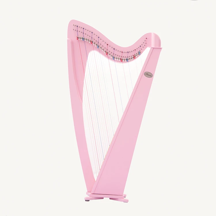 

38 String Harp Pink Irish Harp with Square Sound Box