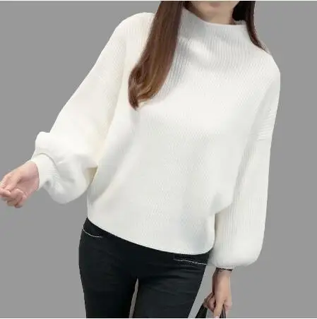 

Stylish Women Sweater Brick Vintage Pullovers Puff Sleeves Oversized Jumper Green Knitted Jacket Autumn Winter Sweater