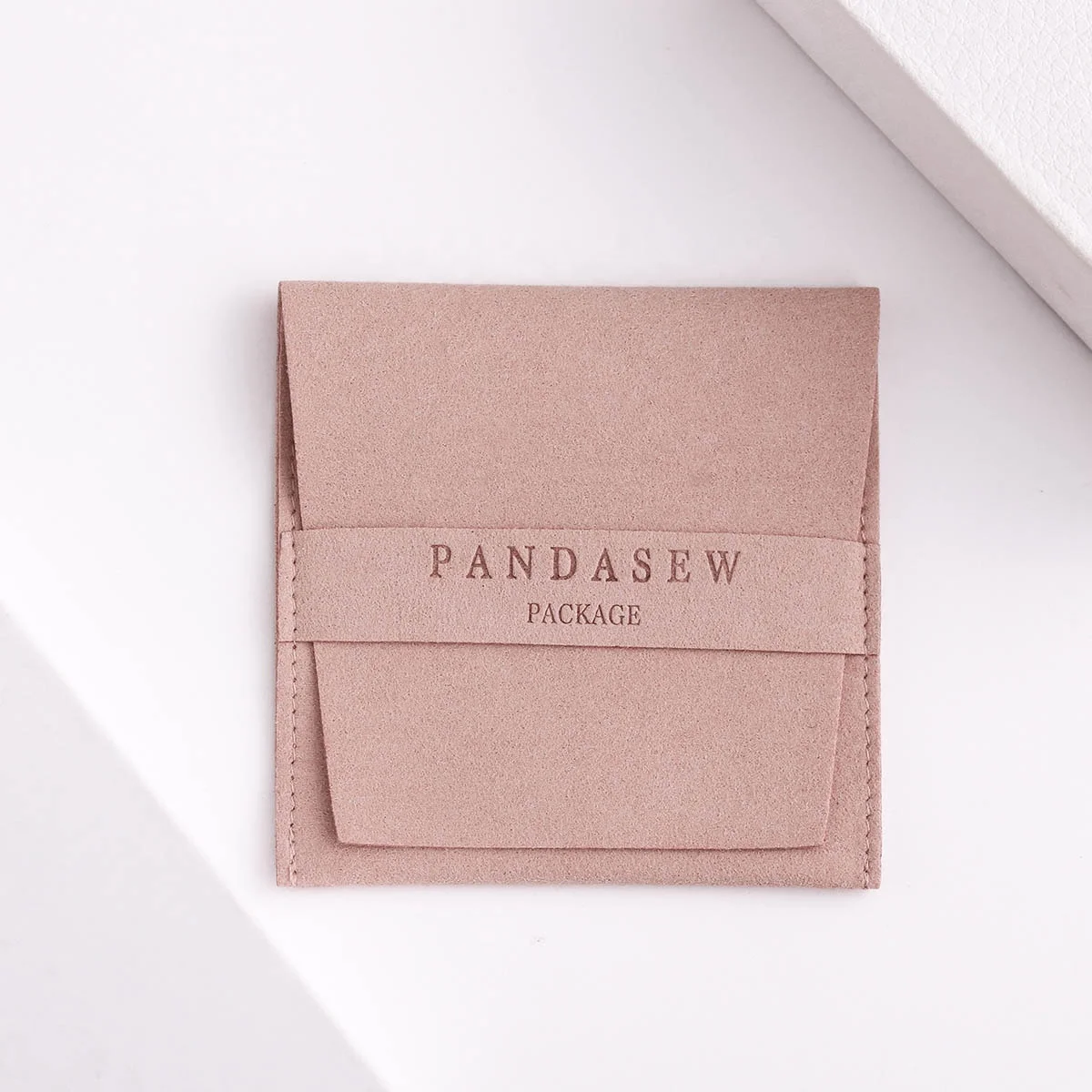 PandaSew Elegant Dusty Pink Envelope Microfiber Jewelry Pouch with Custom Logo, Customized color