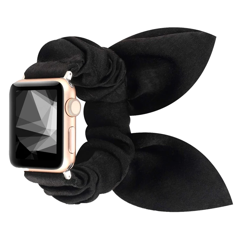 

New Elastic Bunny Ear Bow Wear Hair Band Strap Scrunchies Smart Watch Band for Apple Watch 38mm 42mm