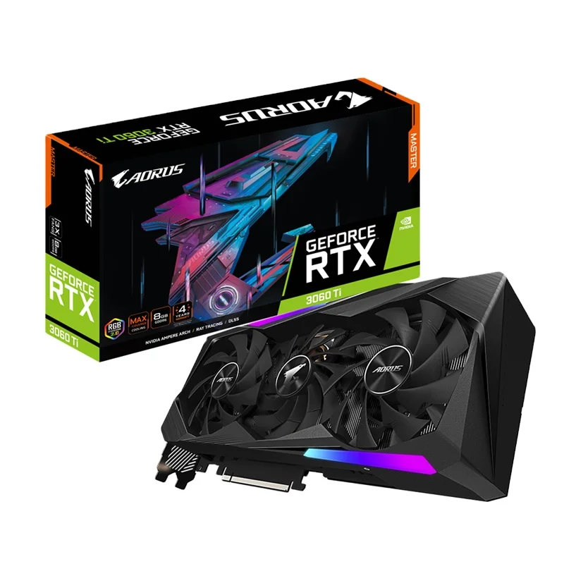 

rtx 3060ti Gigabyte AORUS GeForce RTX 3060 Ti MASTER 8G GPU LHR Version 3 fans RGB Graphics Card