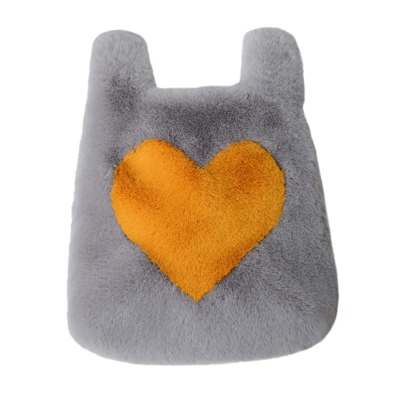 

Exclusive Imitation Rabbit Fur Large-Capacity All-match Casual Women's Handbag Love Heart-Shaped Stitching Messenger Bag
