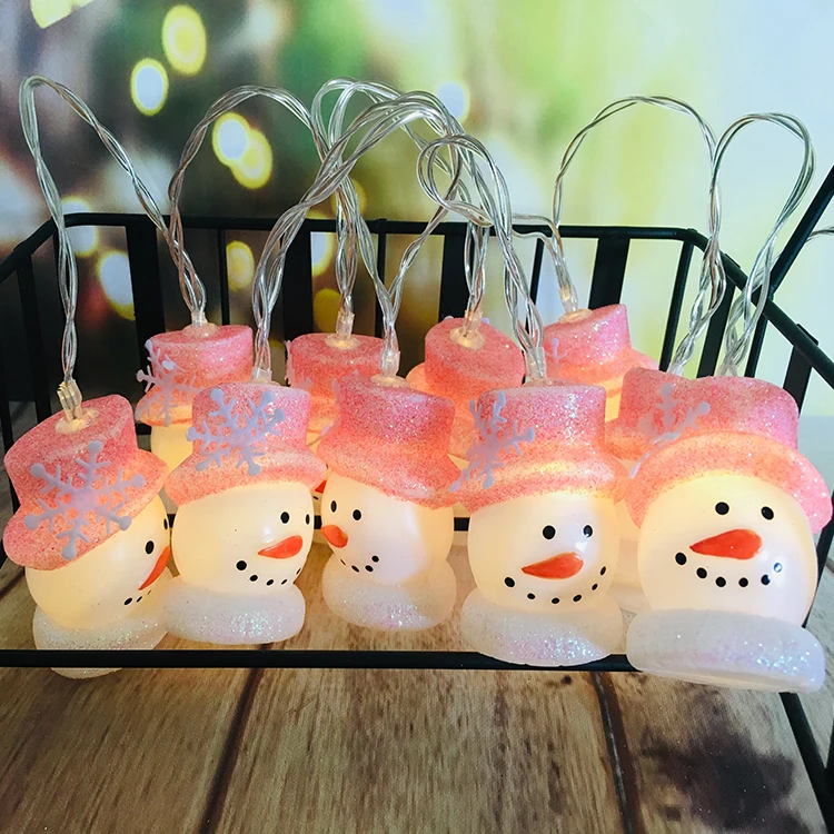 Christmas Decoration Outdoor Led Pink Hat Snowman String Lights