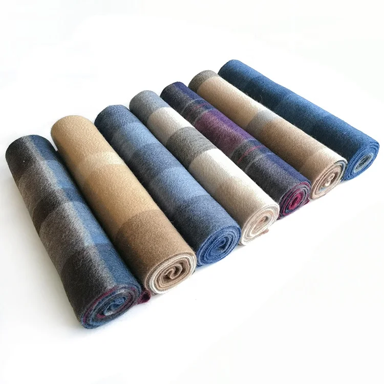 
India Nepal Pure Tartan Mongolian Luxury Mens Pashmina Scarves New Design Check Thick Winter 100% Cashmere Scarf for Men 