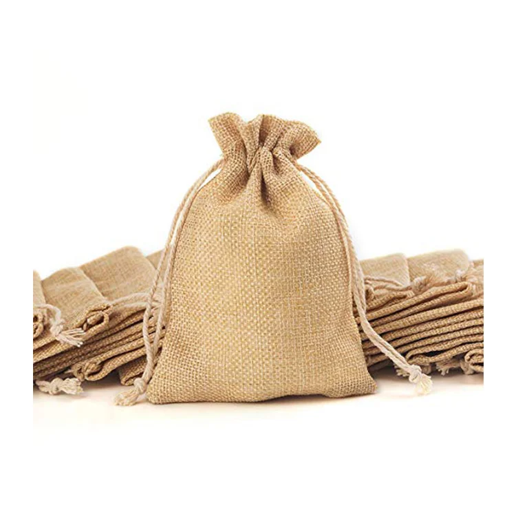 small linen drawstring bolsas