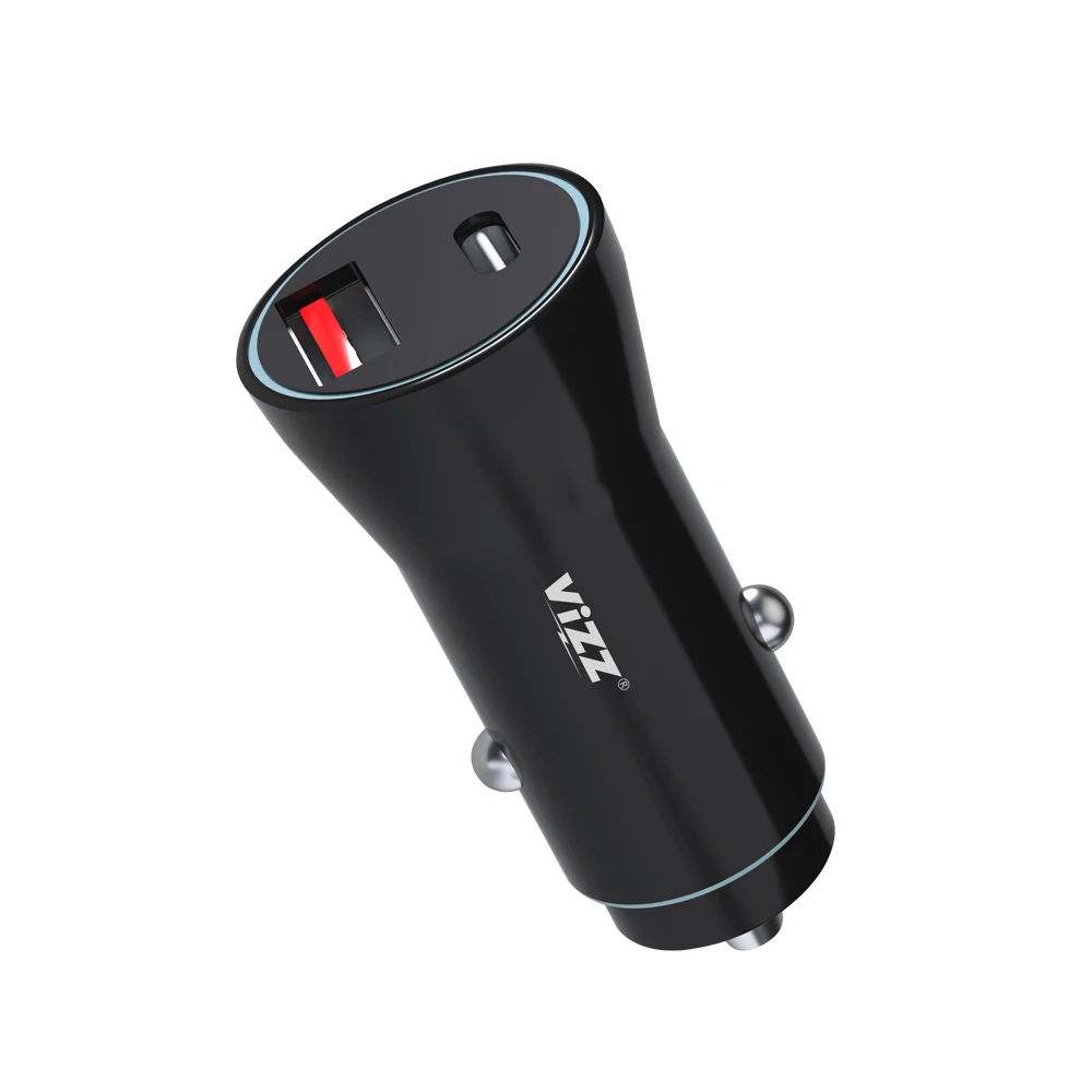 

promotional 20g white black 36W fast charge dual USB port 12v usb car battery charger for mobile phone laptop