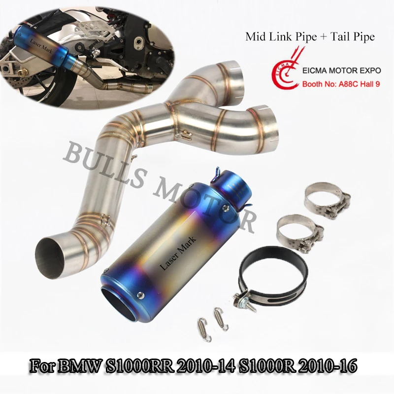 For BMW S1000RR 2010-14 S1000R 2010-16 Exhaust Muffler Tail Mid Link Pipe System 