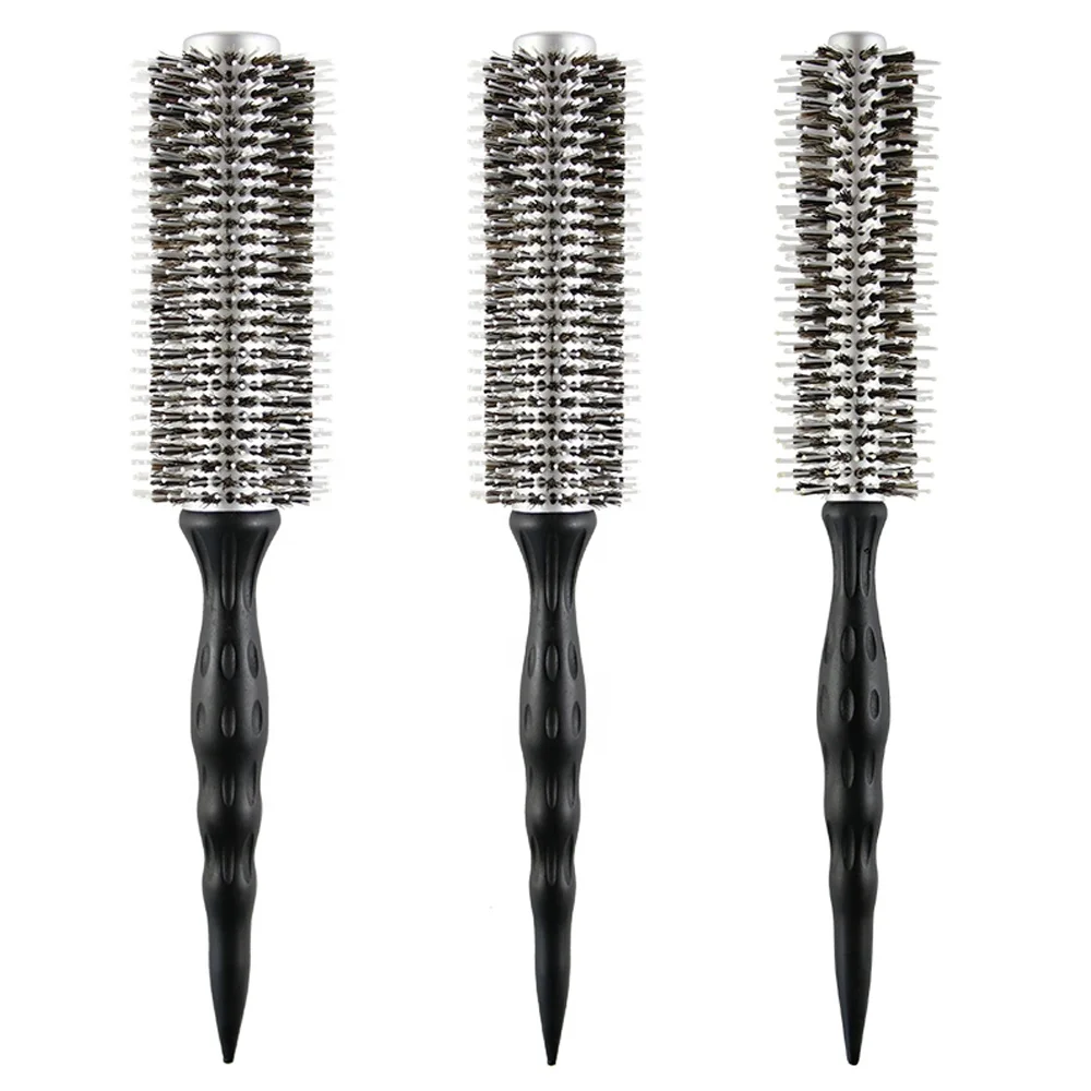 

Hairdressing Bristle Comb Beech Wood Handle Comb Cylinder Rolling Comb for Curling Hair, Brown