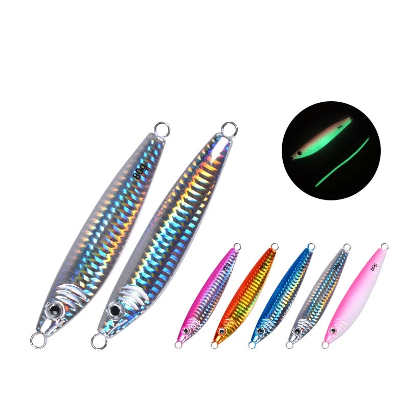 

Top Right 14g 28g 40g 60g 80g Jig041 Luminous Slow Pitch Jigs Fishing Lure Lead Jig Lure Slow Jigging Lure Metal, 5 colors