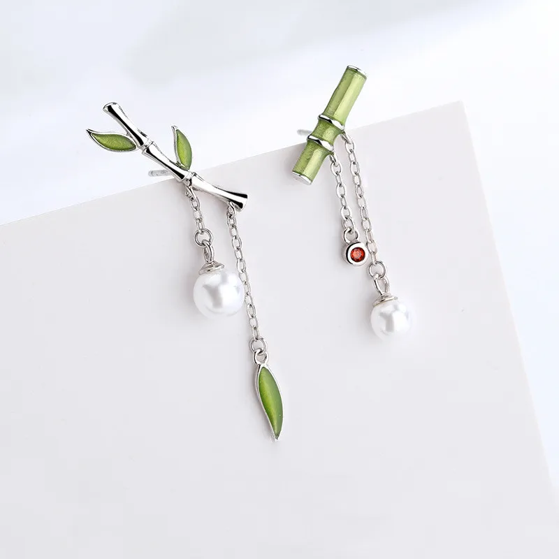 

New Arrived Luxury Bamboo Earring Silver 925 Jewellery Pearl Earrings Women Jewelry Custom