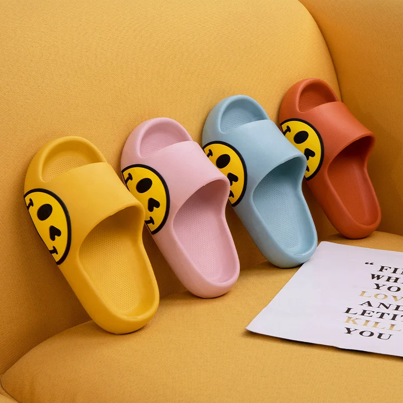 

New Children's Slippers Summer Cute Smiling Cartoon Boys And Girls Sandals And Slippers Home Outdoor Beach Sandals And Slippers, Yellow / black / orange / dark / blue / pink / light / blue