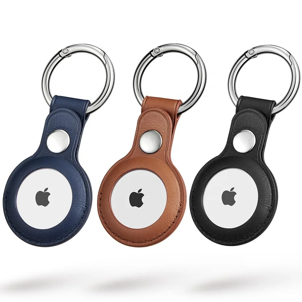 

Multi-functional protective case pu leather key chain finder for apple airtag, 10 colors