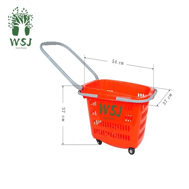 Blue, Red, Green plastic 33L mini supermarket basket storage shopping trolley cart