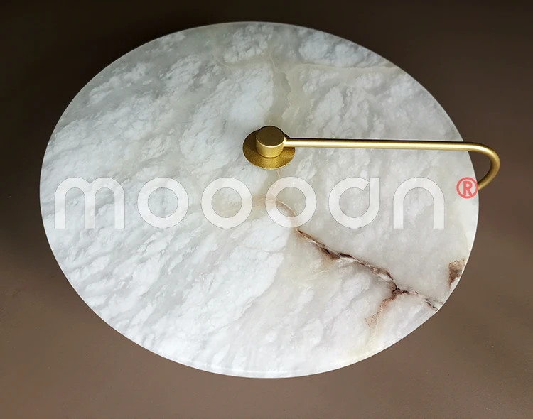 Modern Indoor brass Round Frosted White Marble LED Wall light for bedroom