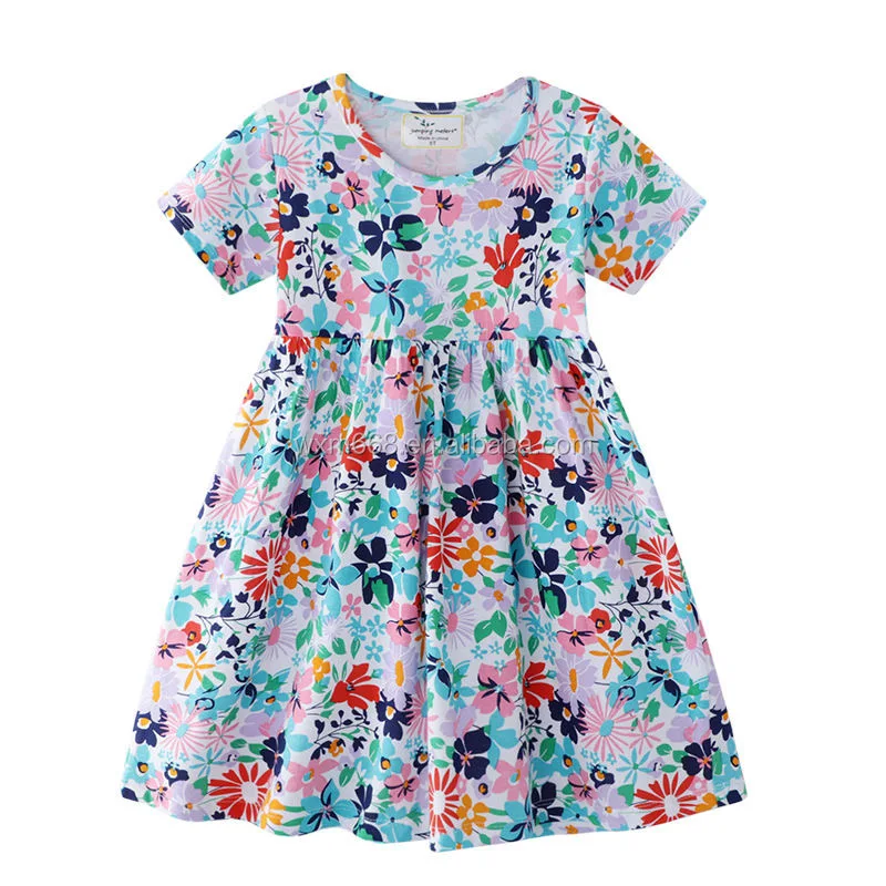 

Summer Latest Western Flower Pattern Design Children's Clothing Baby Girl Dress For Party