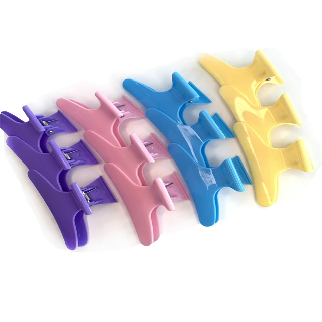 

Plastic Colorful butterfly Hair Clamp Barber's standby hair pin for Hair Cutting and Coloring, Pink, purple, sky blue, yellow