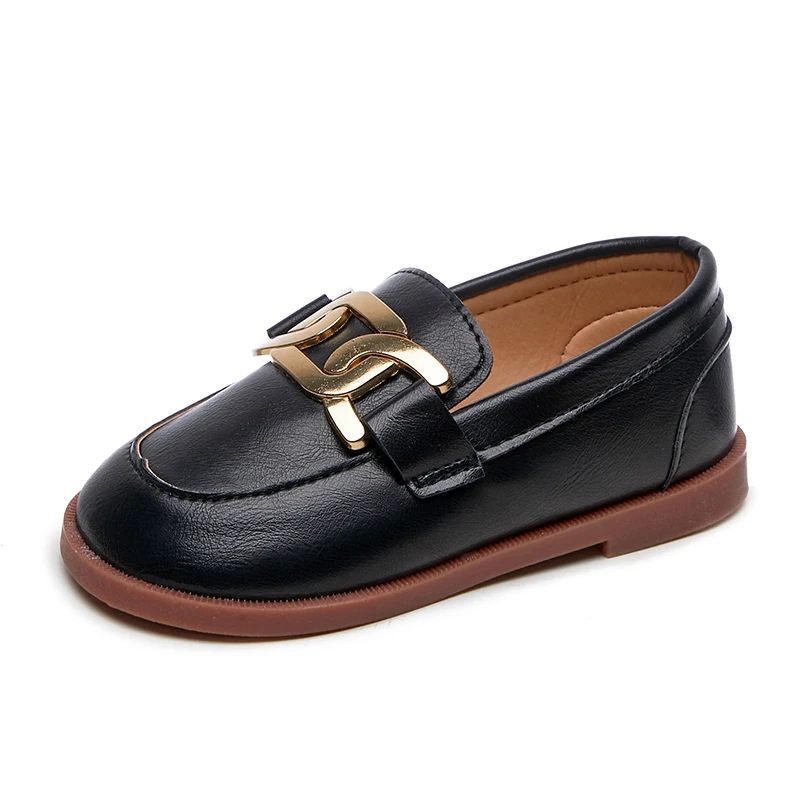 

Girls Flat Shoes Slip on Children Casual Loafers, White/black/d.brown