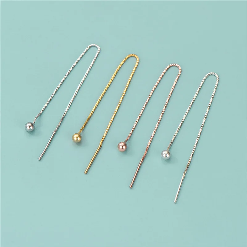 9cm Length 925 Sterling Silver Jewellery Findings Line Box Chain Thread Ear Stud Diy Earrings Accessories