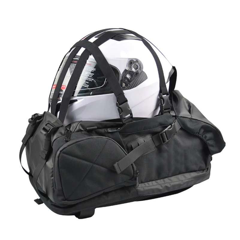 Motorcycle Tail Bag Waterproof Luggage Rear Seat Bag for Sport Outdoors Motorcycle Backpack Helmet Bag Red 