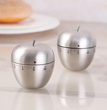 

Hot Sale Stainless Steel Timer Apple Shaped Kitchen Timer Mechanical Cooking Timer, Silver