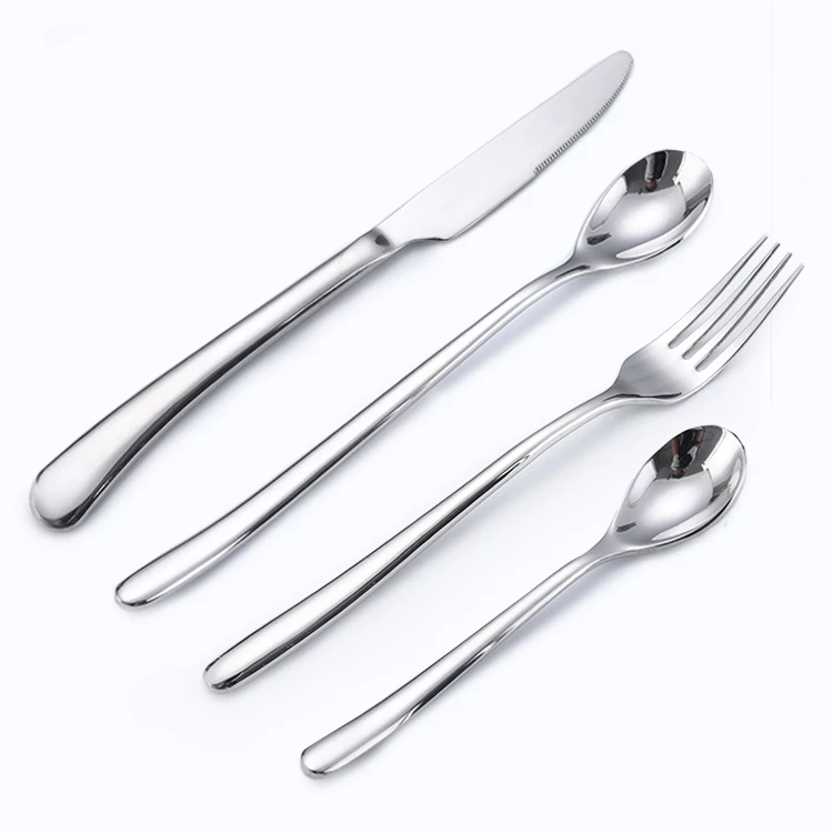 

Heavy duty elegant round curve handle 18-8 fork spoon stainless steel cutlery set
