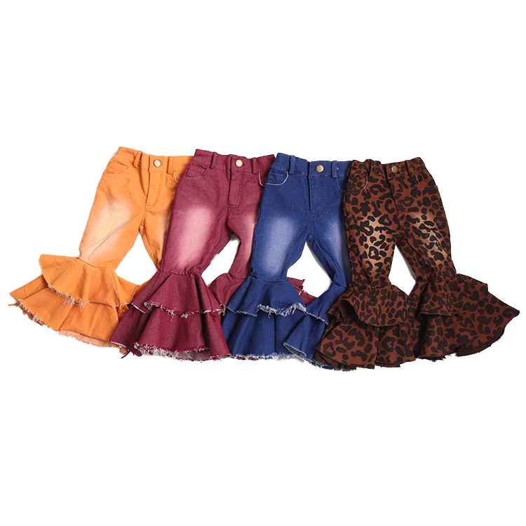 

Girls Jean Pants 2020 Wholesale Two Layer Bell Pants Baby Girl Denim Trousers High Quality, Picture color