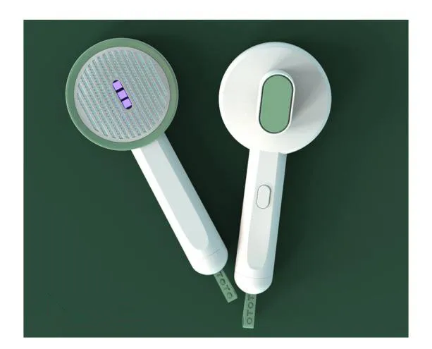 

Amazon New Arrival 2 in 1 UVC Sterilization Pet Combing hided Self Cleaning Grooming Brush for Dog Cat Hair Cleaner