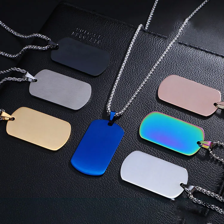 

G2332 Customize Wholesale Collier Stainless Steel Anti-Loss Pendant Blank Nameplate Dog Tag Necklace Fashion Jewelry Necklaces