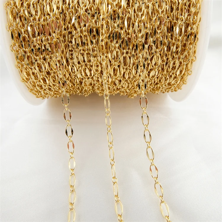 

chains for jewelry making copper 18k gold PVD platted gold filled chain 260KY catenary necklace materials flat chain