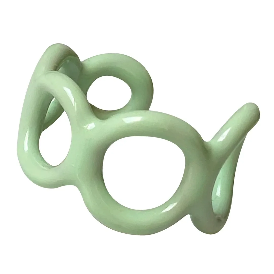 

Small fresh macarons with colorful chain ring open for ladies and girls to party street sweet enamel pink blue green white ring